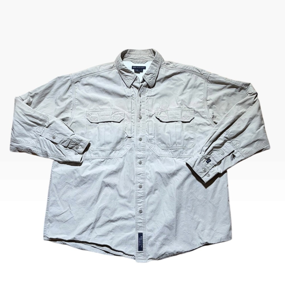5.11 Tactical Series Mens XL Khaki Cotton Long Sleeve Ventilated Utility Shirt
